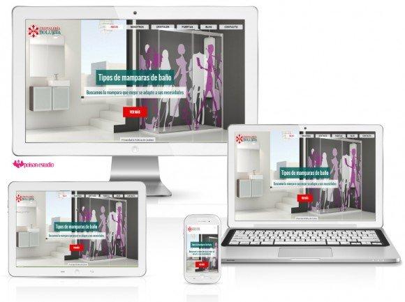 imagen de la página web de Cristaleria Bolueta desde diferentes dispositivos moviles